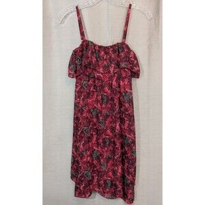 Vanity Women's XS Red & Black Floral Dress Spaghetti Strap Dark Fairy Whimsygoth
